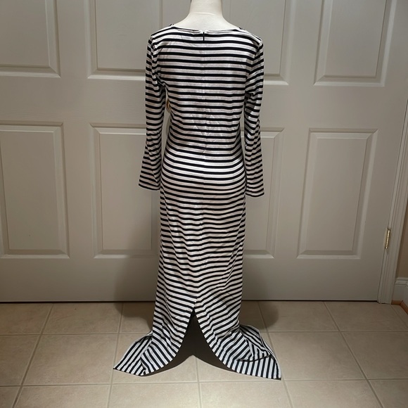 J. Crew navy and white striped long sleeve dress size 6 costal chic - Picture 2 of 3